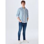 Ltb KOGEMA Uzun Kol Erkek Gömlek 12254920625008 - Beyaz - Mavi - 2XL