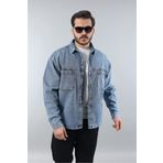 LTC Jeans Erkek Geniş Kalıp Pamuklu Jean Ceket Tarz Açık Mavi Gömlek