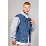 LTC Jeans Erkek Oversize Mavi Kollar Polar Kapüşonlu Kot Ceket