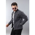 LTC Jeans Erkek Regular Fit Siyah Kar Yıkama Spor Model Fermuarlı Kot Ceket