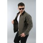 LTC Jeans Erkek Regular Fit Yaka Garni Fermuarlı Haki Kot Ceket