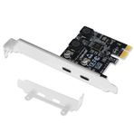LTERIVER PCIE 2 Bağlantı Noktalı Süper Hızlı 5Gbps Max USB 3.1 Gen1 Tip C Kart, Windows 11, 10, 8.1, 8.0, 7, XP (32/64bit) ve Windows Server Masaüstü Bilgisayarlar, 2X USB-C 5Gbps Bağlantı Noktaları