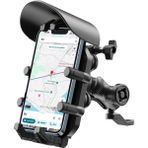 LTG Nova Ayna Bağlantılı Güneş ve Yağmur Korumalı 360° Derece Ayarlanabilir Motosiklet Telefon Tutucu - Altın