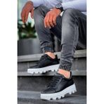 LTG Nova KB-056 Kuback Siyah Cilt Beyaz Yüksek Taban Günlük Spor Ayakkabı