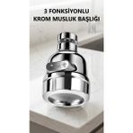 LTG Nova Krom 3 Fonksiyonlu Döner Musluk Ucu Mutfak ve Banyo Için