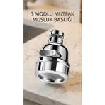 LTG Nova Krom Döner Musluk Ucu 3 Fonksiyonlu Su Tasarruflu Aparat Lavabo