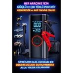 LTG Nova ST-9650 Şarjlı 10.000 Mah Taşınabilir Araç Hava Kompresörü Akü Takviyeli Dijital Ekranlı Işıklı Çan