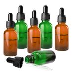 LTHERMELK 6 adet Damlalık Şişesi 30 ml Damlalıklı Şişe Amber Cam Damlalık Şişesi Uçucu Yağ Difüzörü, Parfümler, Aromaterapi için (Yeşil, Kahverengi)