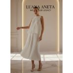 Luana Aneta-Bluz Zarif Pileli 2'li Etek Takım - Beyaz - S - M