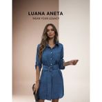 Luana Aneta-Kadınlar Için Şık Düz Renk A Kesim Elbise - Mavi - S - M