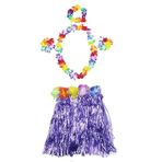 Luau Aloha Hawaii Kolye Etek Taç ve Bileklik Seti Mor (5264)