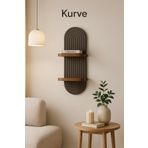 LUBAN Curve -54x14 Antrasit-ceviz Dekoratif Duvar Rafı-bohem Tarz-salon, Mutfak , C.odası, Ofise Uygun