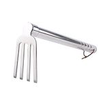 LUBAN Paslanmaz çelikten küçük tırmık, uzunluk: 39 cm, 4 dişli el tırmığı, paslanmaz metal çiçek menheli, ayıklamak ve gevşetmek ve zeminin havalandırılması için