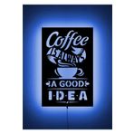 LUCARTE COFFEE GOOD IDEA LED IŞIKLI TABLO AHŞAP DUVAR DEKORU