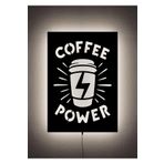LUCARTE COFFEE POWER LED IŞIKLI TABLO AHŞAP DUVAR DEKORU