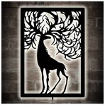 Lucarte Deer Led Işıklı Tablo Ahşap Duvar Dekoru
