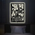 Lucarte Flowers Led Işıklı Tablo Ahşap Duvar Dekoru