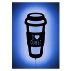 LUCARTE I LOVE COFFEE LED IŞIKLI TABLO AHŞAP DUVAR DEKORU