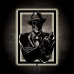 LUCARTE Skull Gangsta Led Işıklı Tablo Ahşap Duvar Dekoru