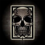LUCARTE Skull Kafatası Led Işıklı Tablo Ahşap Duvar Dekoru