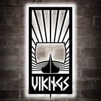 LUCARTE viking led ışıklı tablo ahşap duvar dekoru