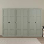 Lucas 6 Kapaklı, 12 Raf Bölmeli, Askılıklı Geniş Elbise Dolabı, Gardırop, Yeşil 190*270