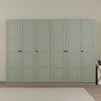 Lucas 6 Kapaklı, 12 Raf Bölmeli, Askılıklı Geniş Elbise Dolabı, Gardırop, Yeşil 190X270