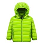 LucaSng 1001-CFFZ-178 Yeşil Renk Tüylü ve Dolgulu Su Geçirmez Unisex Çocuk Mont