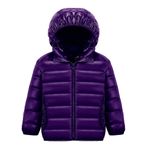 LucaSng 1001-CFFZ-197 Koyu Mor Renk Tüylü ve Dolgulu Su Geçirmez Unisex Çocuk Mont