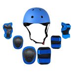LucaSng Çocuk koruyucu seti, koruyucu, inliner koruyucu donanım, çocuk dizlik seti, 7 adet, ayarlanabilir kask, inliner, kaykay, bisiklet, paten, scooter için (mavi, 2,5 – 9 yaş)
