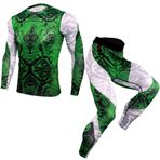 LucaSng Erkekler spor takım elbise uzun kollu T-Shirt pantolon sıkıştırma koşu Yoga atletik seti erkekler vücut geliştirme spor salonu Fitness eşofman egzersiz eğitim eşofman, 2, L