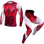LucaSng Erkekler spor takım elbise uzun kollu T-Shirt pantolon sıkıştırma koşu Yoga atletik seti erkekler vücut geliştirme spor salonu Fitness eşofman egzersiz eğitim eşofman, 3, XXL