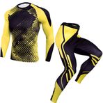 LucaSng Erkekler spor takım elbise uzun kollu T-Shirt pantolon sıkıştırma koşu Yoga atletik seti erkekler vücut geliştirme spor salonu Fitness eşofman egzersiz eğitim eşofman, 7, XXL