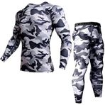 LucaSng Kamuflaj Tişört Erkek Koşu Sıkıştırma Yoga Atletik Set Erkekler Gömlek Spor Fit Kuru Nefes Takım Elbise Erkekler Spor Fitness Tayt Egzersiz Eğitim Eşofman, 8, XL
