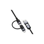 Lucatech 4-in-1 Çoklu Şarj Kablosu, 120W, 1 Metre, Type-C + Lightning + USB, Siyah, Samsung A30/A31/A32/S20/S21/S22/M21/M31/M62 ile Uyumlu AZD251EMR263