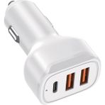 Lucatech iPhone 11 Uyumlu 100W Ultra Hızlı Araç Şarj Aleti - Beyaz