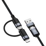 Lucatech Samsung A20 / A20S / A21 / A21S / A22 / A23 / A24 / A25 Uyumlu 120W Kırılmaz Çoklu Hızlı Şarj kablosu - Siyah