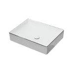 Lucco Square İçi Beyaz Dışı Gümüş Renk 50 cm Dikdörtgen Lavabo