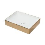 Lucco Square İçi Beyaz Dışı Komple Altın 50 cm Dikdörtgen Lavabo