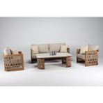 Luce Garden Ganita Rattan Ahşap Bahçe & Balkon Koltuk Takımı - Kestane