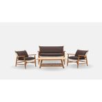 Luce Garden Helio Ikili Rattan Ahşap Bahçe & Balkon Koltuk Takımı - Kestane