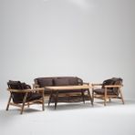 Luce Garden Inci Rattan Ahşap Bahçe & Balkon Koltuk Takımı - Kestane