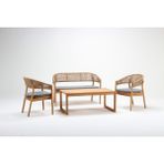 Luce Garden Node Ahşap Rattan Bahçe & Balkon Ikili Koltuk Takımı - Kestane
