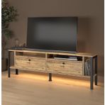 Luce Plus Eko Led Işıklı Dolaplı Metal Ayaklı Minifiksli Tv Ünitesi - Tv Sehpası 160 Cm