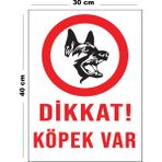 Lucena Metal Dikkat Köpek Var 30 cm x 40 cm A3 Büyüklüğünde Uyarı Levhası Yönlendirme Tabelası