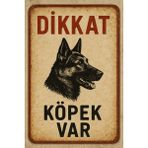 Lucena Metal Dikkat Köpek Var Retro 20CM x 30CM A4 Büyüklüğünde Uyarı Levhası Tabelası