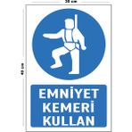 Lucena Metal Emniyet Kemeri Kullan 30 cm x 40 cm A3 Büyüklüğünde Uyarı Levhası Yönlendirme Tabelası
