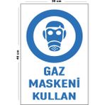 Lucena Metal Gaz Maskeni Kullan 30 cm x 40 cm A3 Büyüklüğünde Uyarı Levhası Yönlendirme Tabelası