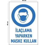 Lucena Metal Ilaçlama Yaparken Maske Kullan 30 cm x 40 cm A3 Büyüklüğünde Uyarı Levhası Yönlendirme Tabela