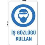 Lucena Metal Iş Gözlüğü Kullan 30 cm x 40 cm A3 Büyüklüğünde Uyarı Levhası Yönlendirme Tabelası
